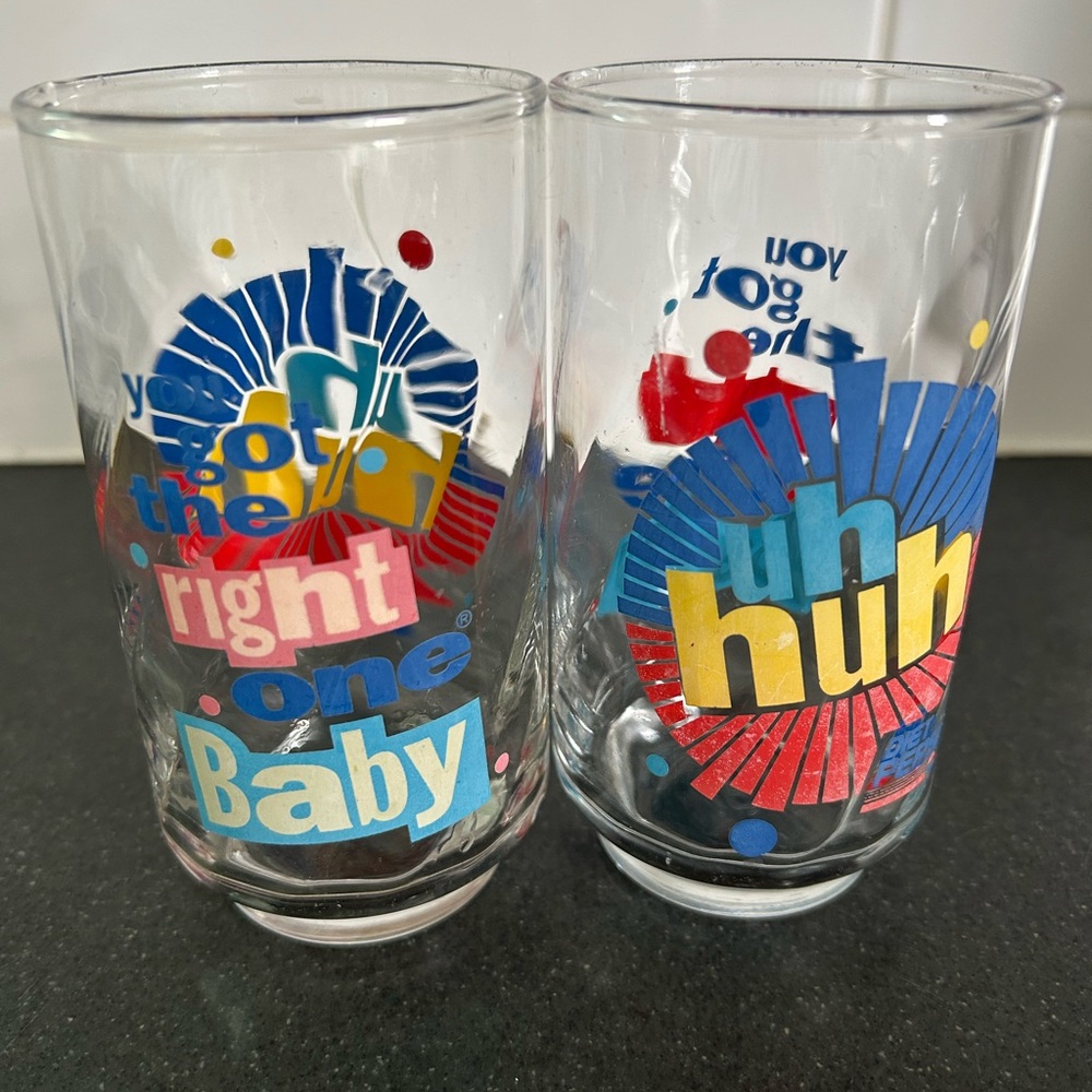 Set of 2 Vintage Diet Pepsi UH HUH You Got the Right One Baby Drinking Glasses